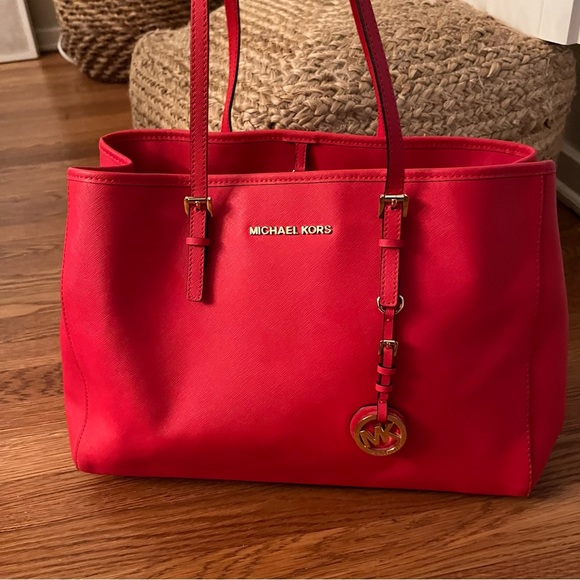 Michael Kors Handbags - Michael Kors Vegan Leather Red Tote Bag